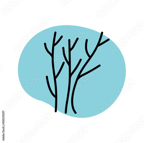 elegant twigs and black outline of flowers. Element for design