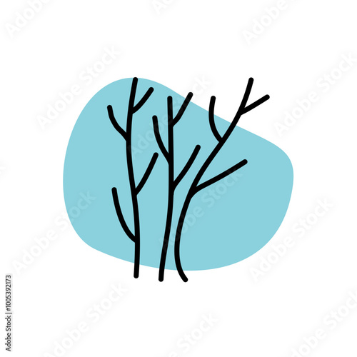 elegant twigs and black outline of flowers. Element for design