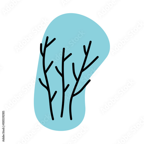 elegant twigs and black outline of flowers. Element for design