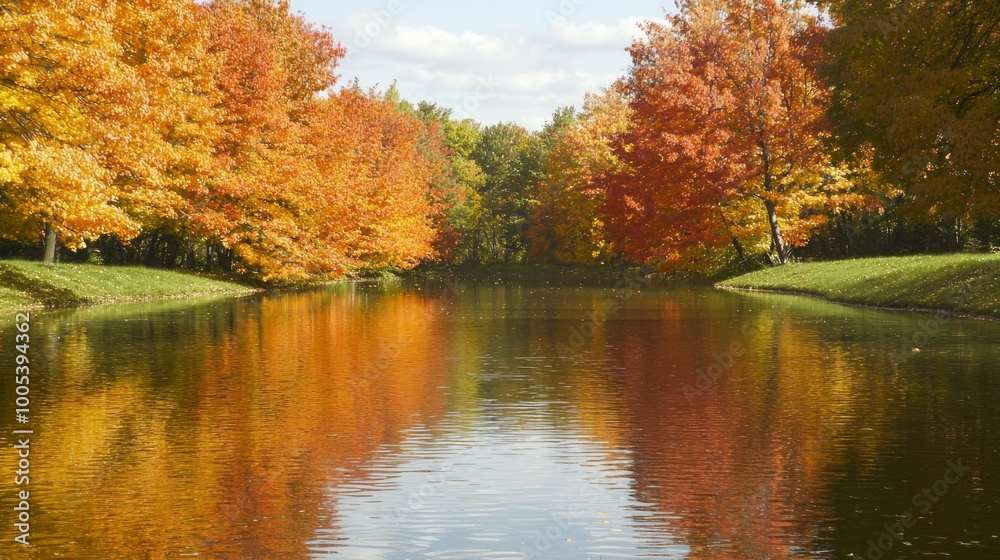 Serene Autumn Reflections by the Pond Serene Autumn Reflections by the Pond