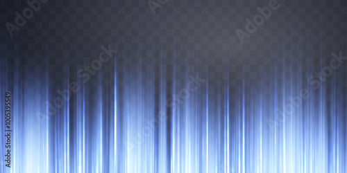 Vertical speed rays, light neon flow, zoom in motion effect, blue glow speed lines, colorful light trails, perspective stripes. Abstract background, vector illustration.
