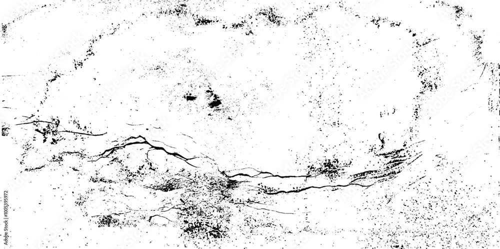 The pattern of ink stains, cracks, fading. Overlay aged grainy messy template. Grunge black white. Monochrome vector texture. The pattern of ink stains, cracks, fading. Overlay aged grainy messy template. Grunge black white. Monochrome vector texture.