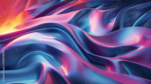 Abstract Wavy Background with Vibrant Pink and Blue Gradient