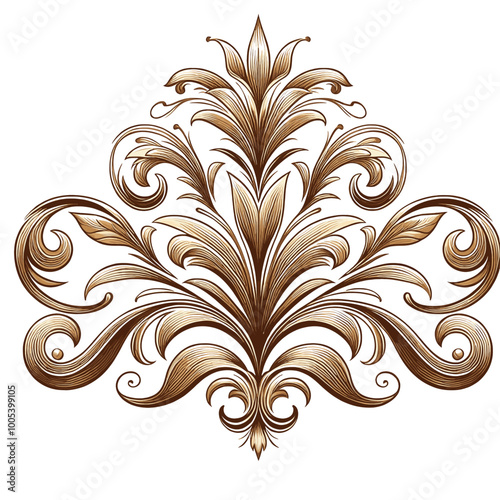 Elegant Gold Floral Damask Design Element for Decoration