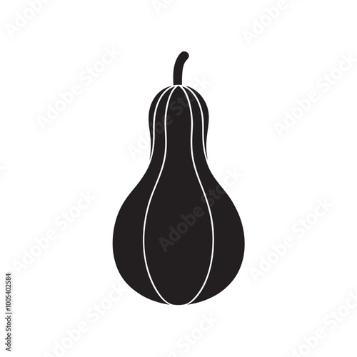 Butternut Squash Icon Silhouette Vector Illustration Over White Background