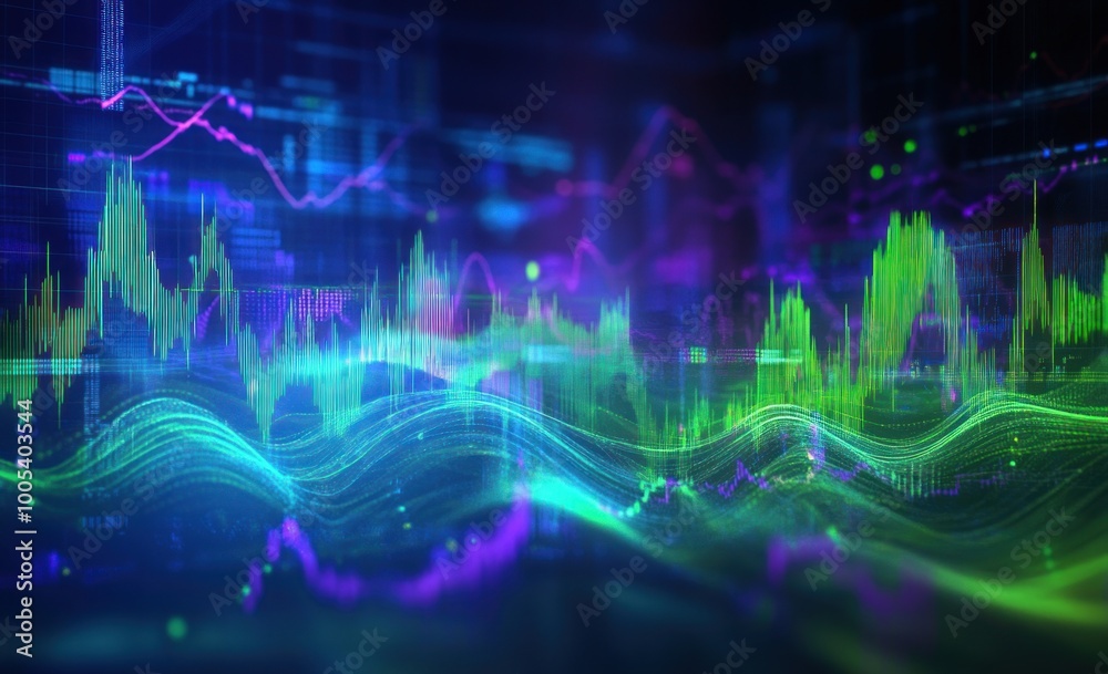 Abstract Digital Landscape with Wavy Lines and Data Visualizations Abstract Digital Landscape with Wavy Lines and Data Visualizations