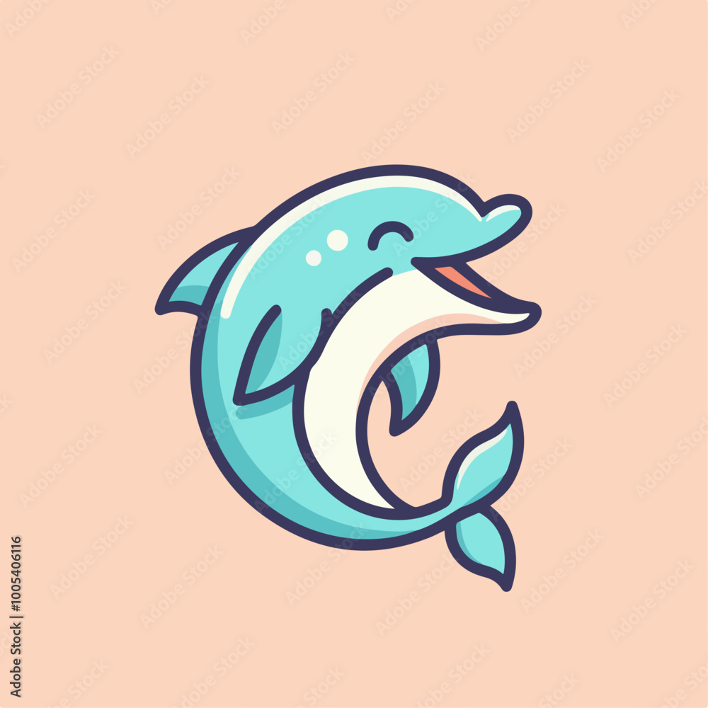 Deformed illustration of a laughing dolphin Deformed illustration of a laughing dolphin