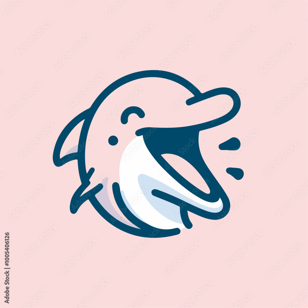 Deformed illustration of a laughing dolphin Deformed illustration of a laughing dolphin