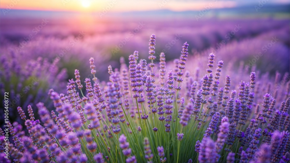 Obraz premium Lavender field background for relaxation spa with vibrant purple hues 