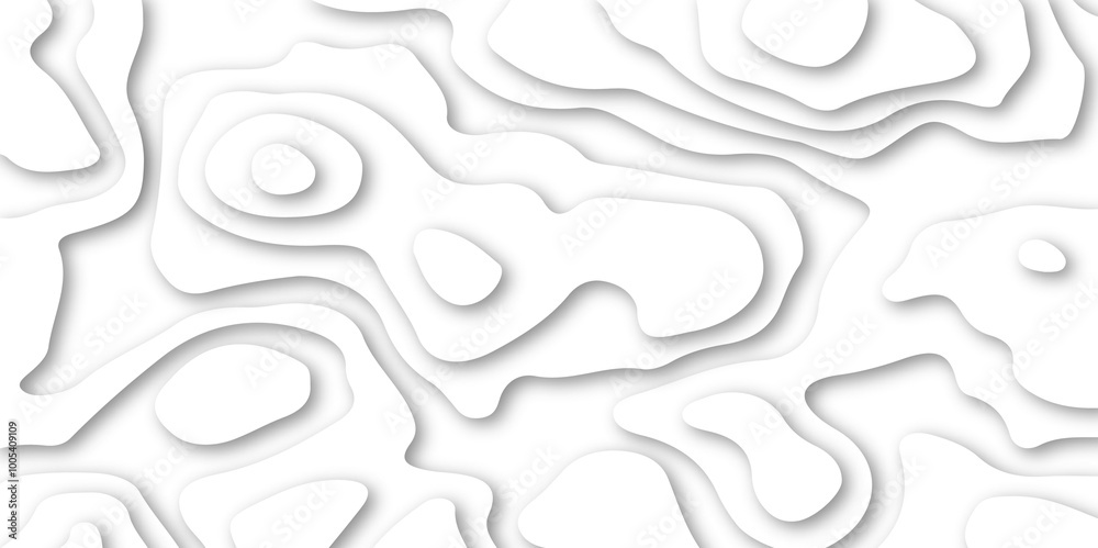 3D Papercut Stylized White topographic contour scheme and terrain. Abstract geometric layered curve line white background. papercut on white contours topography stylized height of the lines, Abstract 3D Papercut Stylized White topographic contour scheme and terrain. Abstract geometric layered curve line white background. papercut on white contours topography stylized height of the lines, Abstract