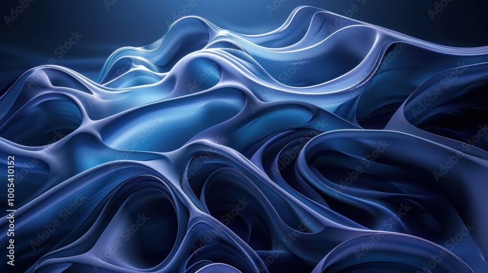 Obraz premium Abstract Blue Swirling Shapes in a 3D Design