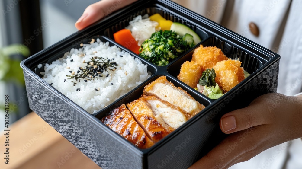 Delicious Japanese Bento Box with Fresh Ingredients Delicious Japanese Bento Box with Fresh Ingredients
