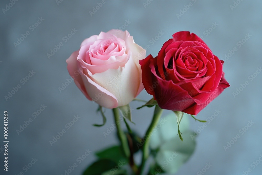 Fototapeta premium Pink and White Roses in Vase