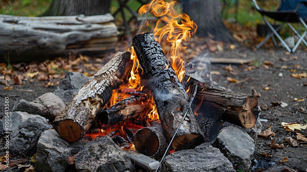 A campfire with charmed firewood and a firestarter wand A campfire with charmed firewood and a firestarter wand
