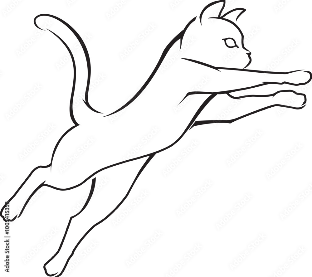 Black and White Cat Line art vector illustration Black and White Cat Line art vector illustration