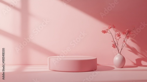 Abstract pink geometry shape background. podium minimalist mock up scene. 3d rendering. 