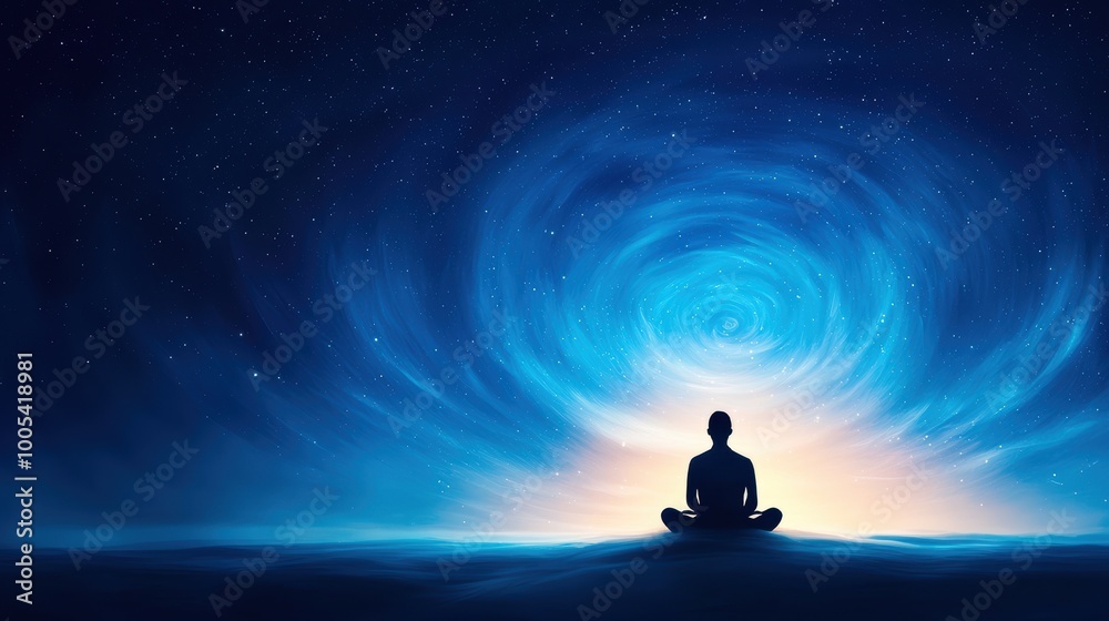 Tranquil Meditation Under Starry Night Sky Tranquil Meditation Under Starry Night Sky
