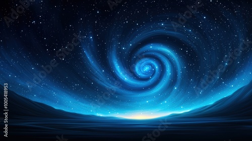 Mystical Spiral Galaxy with Starry Night Background