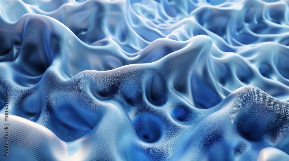 Obraz premium Abstract Wavy Blue Surface with Textured Pattern