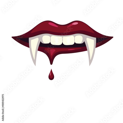 Vampire’s Fangs with Blood Drip Illustration – Perfect for Halloween and Gothic Design