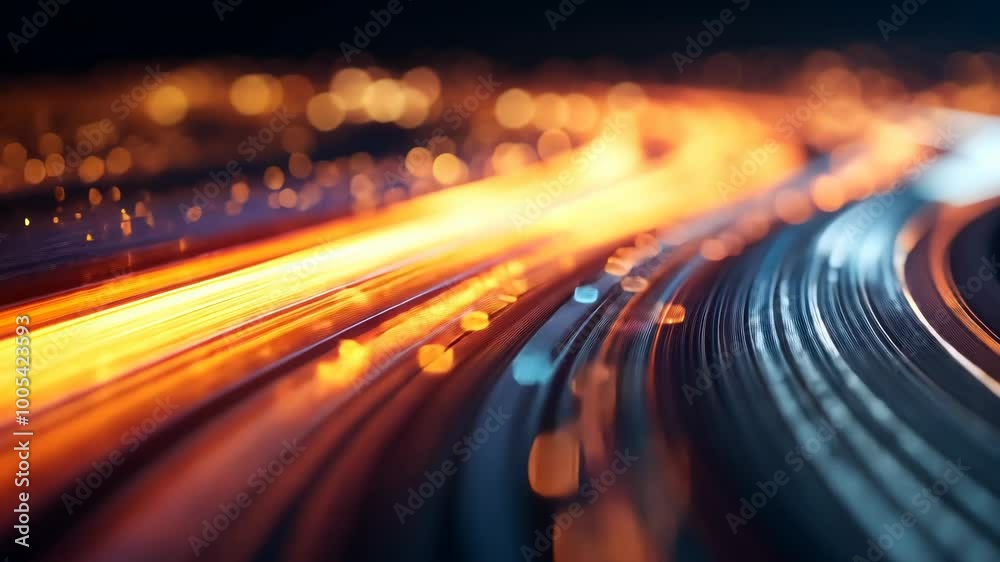 Glowing Fiber Optic Cables Close-up