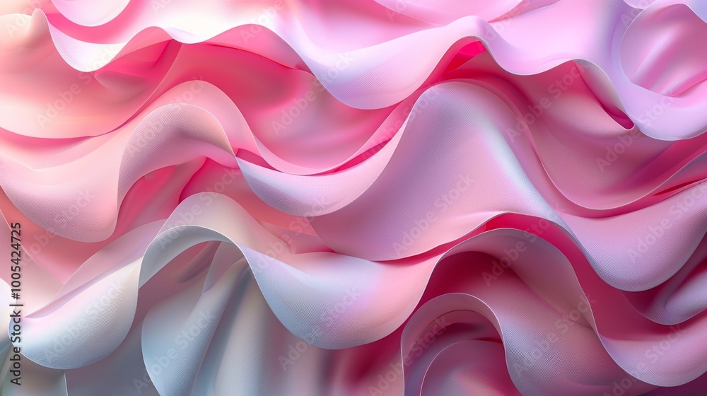 Obraz premium Curvy paper with pink background, 3d rendering. Computer digital drawing. 
