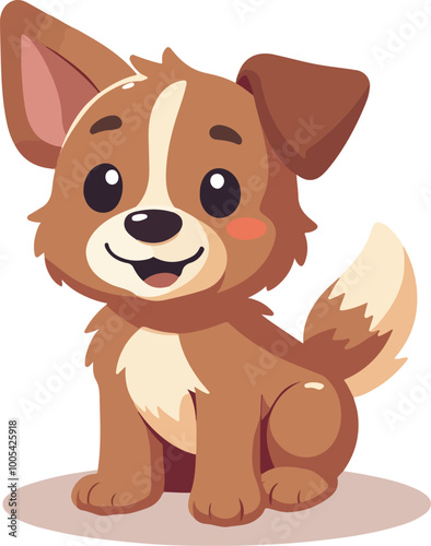 Adorable 3D Cartoon Puppy Sitting – Perfect for Children’s Illustrations and Designs