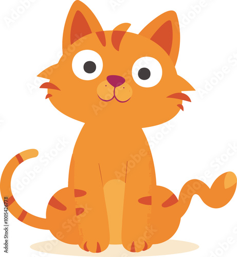 Cute Orange Cat Cartoon Illustration – Perfect for Kids' Designs and Fun Projects