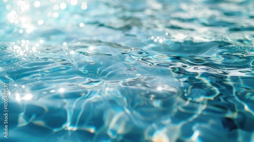 Close-up of shimmering blue water with sunlight reflecting on the surface.