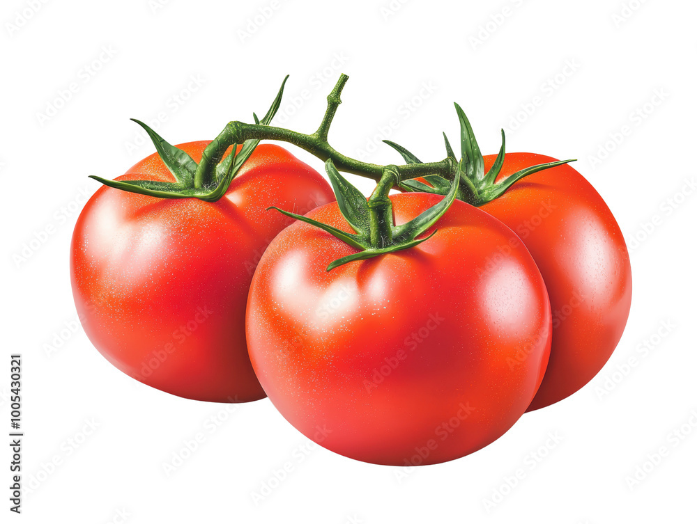 Fresh red tomatoes on vine, vibrant and juicy, isolated white background, transparent background. Fresh red tomatoes on vine, vibrant and juicy, isolated white background, transparent background.