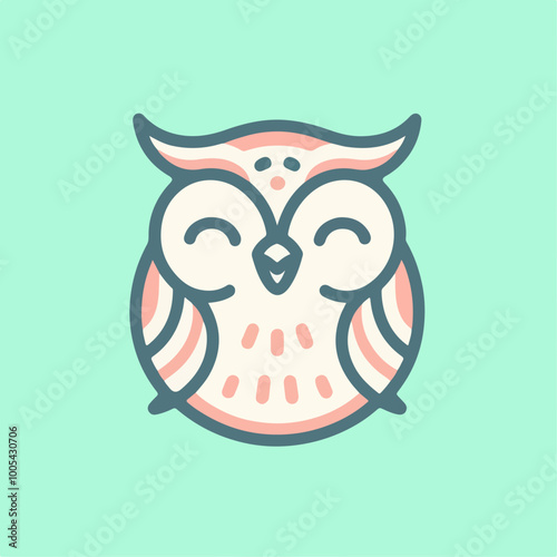 An owl laughing to tears. The emotion of laughter and fun birds. A bird that is rolling around on the floor laughs and cries. Tantrum from a good mood. Vector character of a cheerful bird.