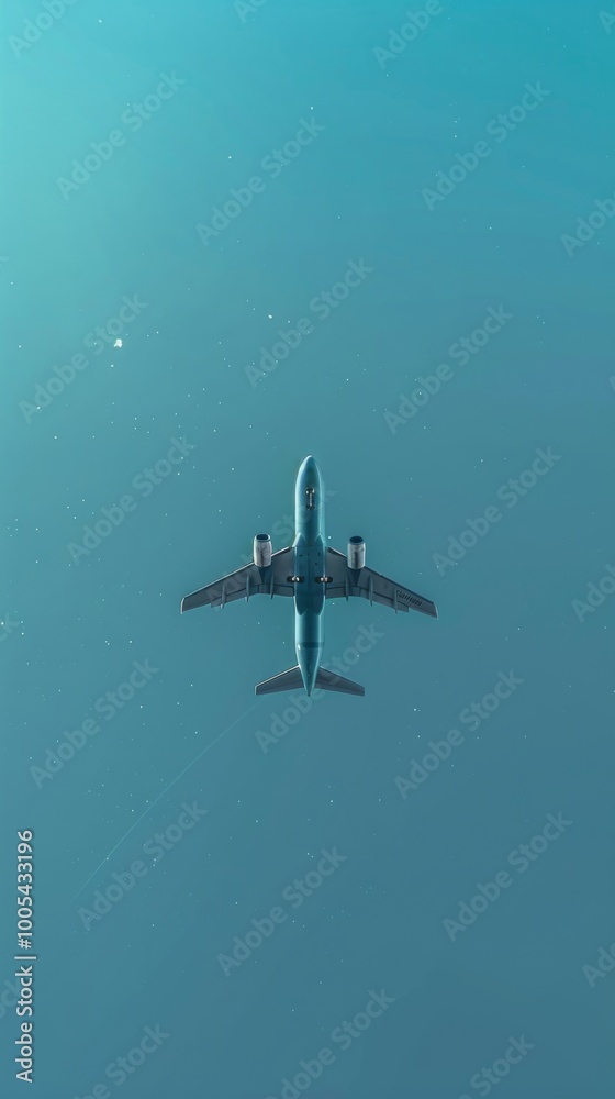 Fototapeta premium Passenger plane soaring with a clear sky for copy space.