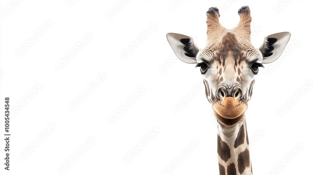 Obraz premium Curious Giraffe Looking Directly at the Camera. AI Generated