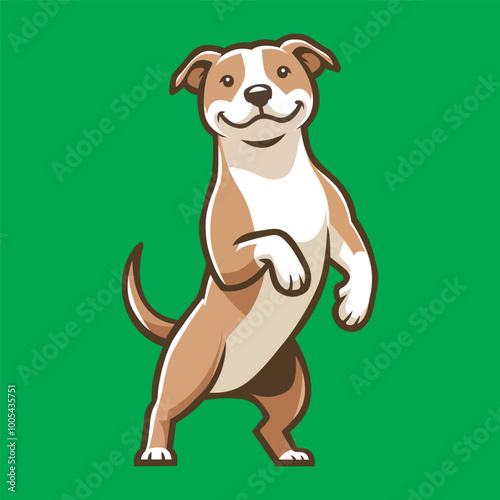 An American Staffordshire Terrier Dog Standing with Confidence Behind Legs - Dog Cartoon isolated vector illustration 