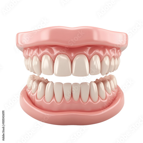 detailed model of human teeth and gums isolated white background, transparent background.