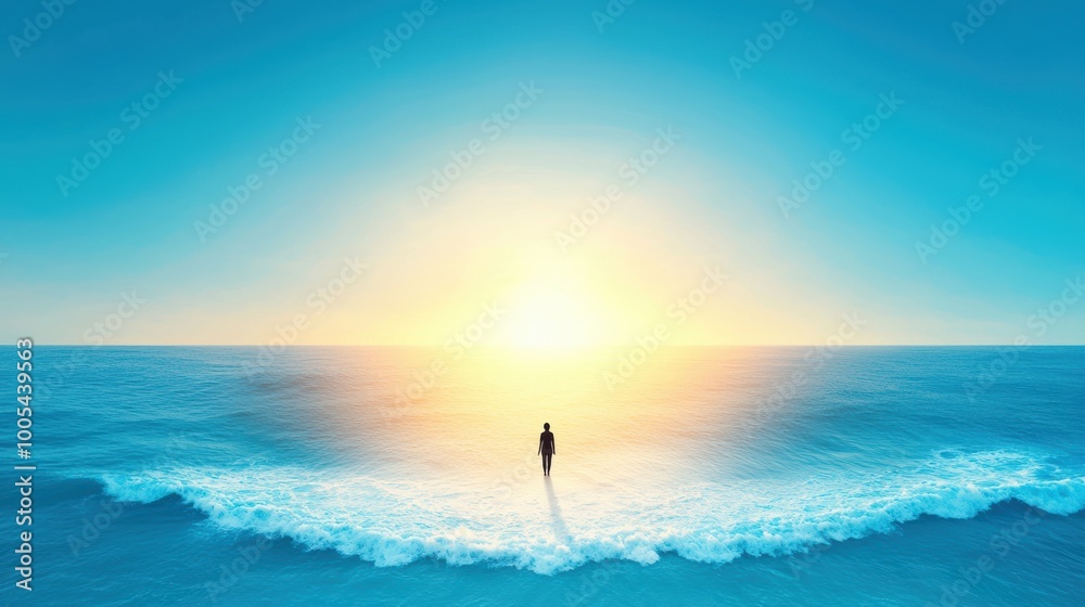 Fototapeta premium Solitude by the Ocean at Sunrise
