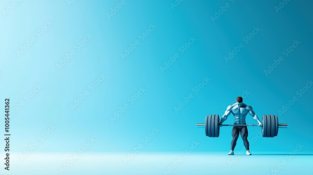 Strong Man Lifting Barbell in Minimalistic Setting Strong Man Lifting Barbell in Minimalistic Setting
