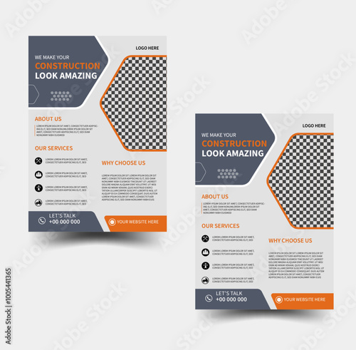 Construction flyer A4 template, Construction Flyer Template, Template design elements construction company. a4 flyer template design, Renovation Flyer Template, flyer,Construction Flyer Layout design
