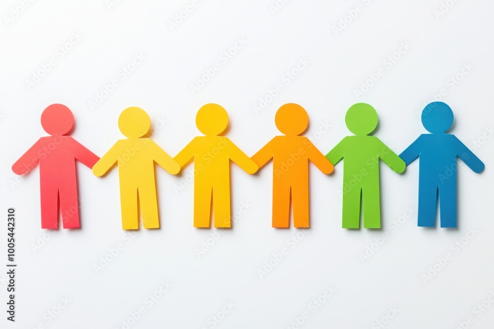 Colorful Paper Cutouts of People Holding Hands Colorful Paper Cutouts of People Holding Hands