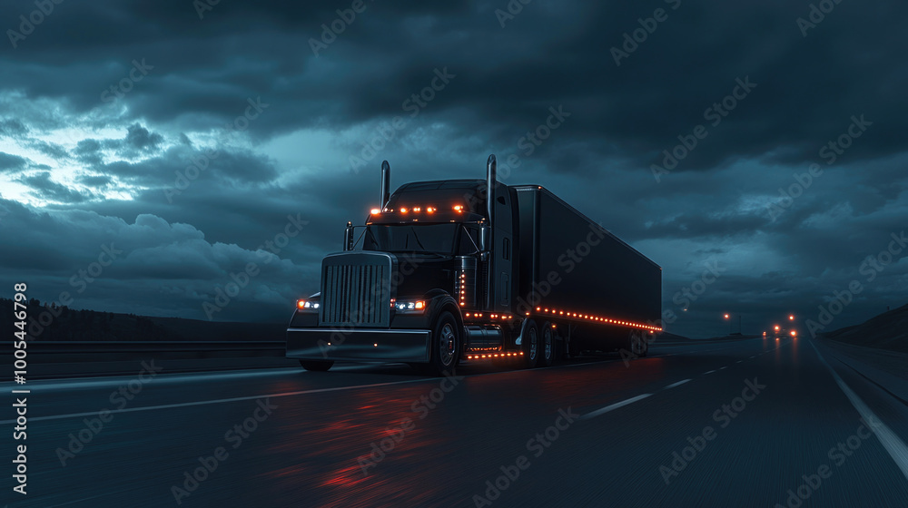 Semi Truck on Highway Semi Truck on Highway