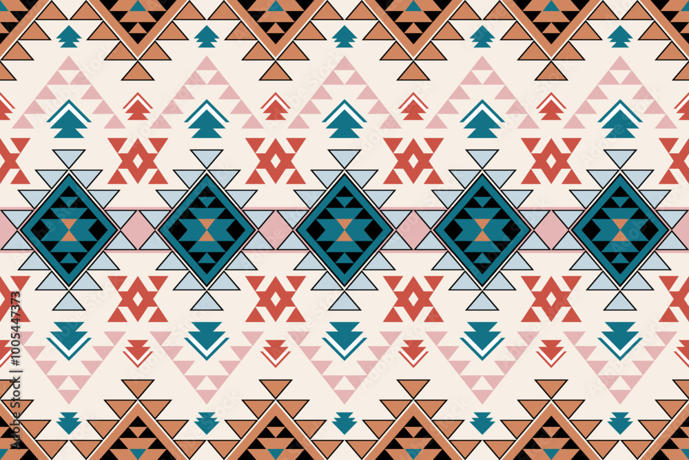Fototapeta premium Ethnic pattern seamless geometric,Aztec embroidery border seamless patterns.ethnic pattern seamless, pattern art wallpaper Background, Design for fabric, curtain, carpet ,geometry seamless pattern