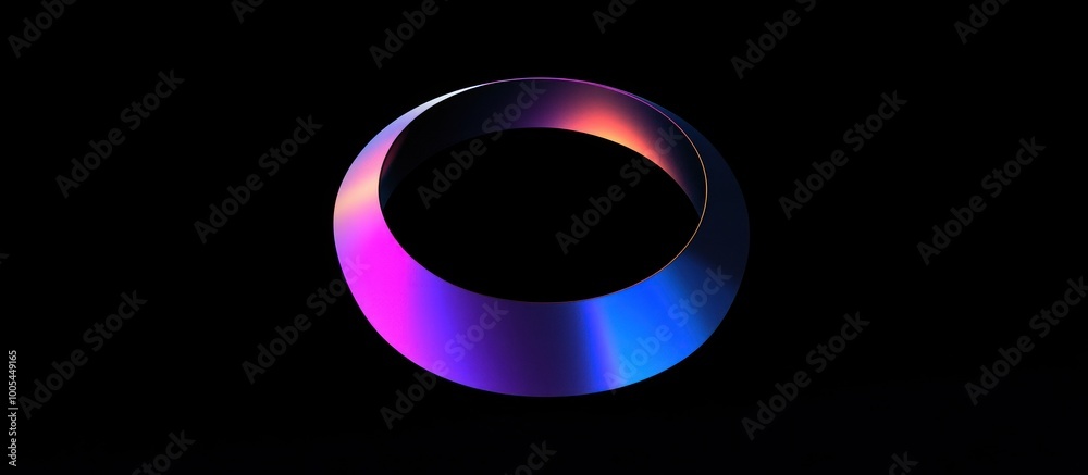 Abstract Neon Ring on a Black Background Abstract Neon Ring on a Black Background