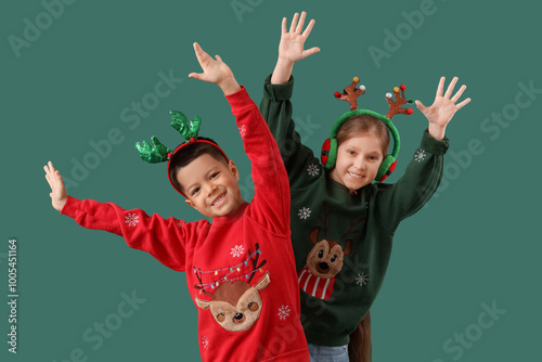 Cute happy little children ...