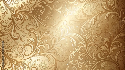 Golden Swirls and Delicate Flourishes on a Shimmering Background