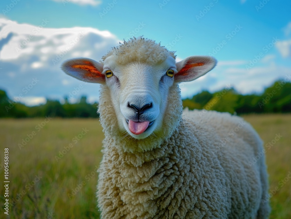 Fototapeta premium Sheep with tongue out