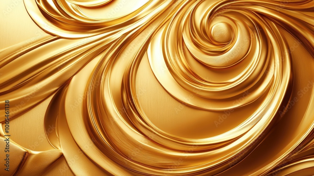 Swirling abstract patterns in rich gold tones, forming an opulent design on a dynamic background, representing luxury and sophistication Swirling abstract patterns in rich gold tones, forming an opulent design on a dynamic background, representing luxury and sophistication