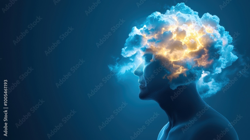 Obraz premium Creative Mind Concept with Clouds and Light Effects