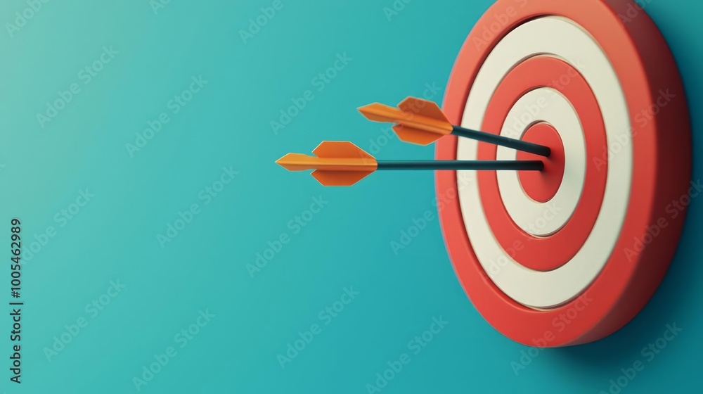 Target market, Arrows hitting bullseye on red target
, 3D illustration Target market, Arrows hitting bullseye on red target
, 3D illustration