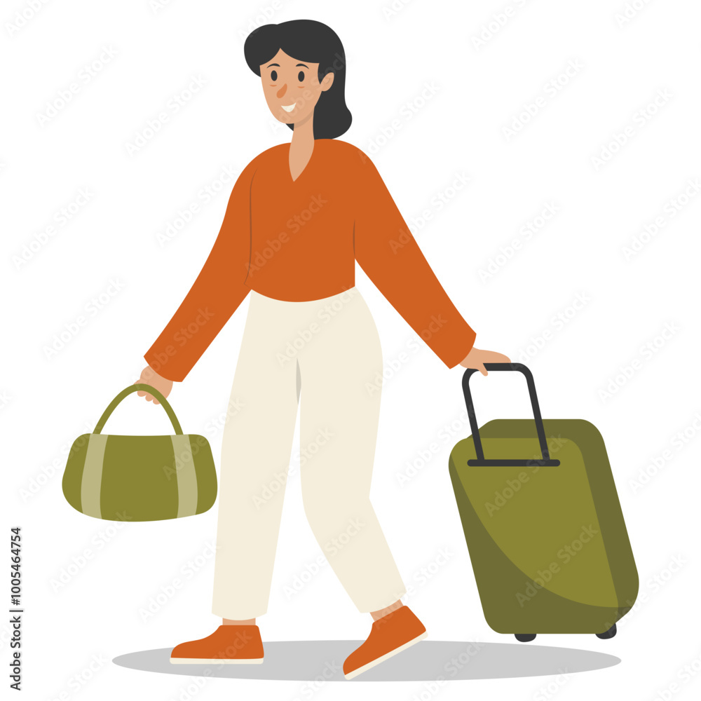 Holiday Traveler Character. People with Suitcase and Backpack. Vector Illustration on White Background. Holiday Traveler Character. People with Suitcase and Backpack. Vector Illustration on White Background.