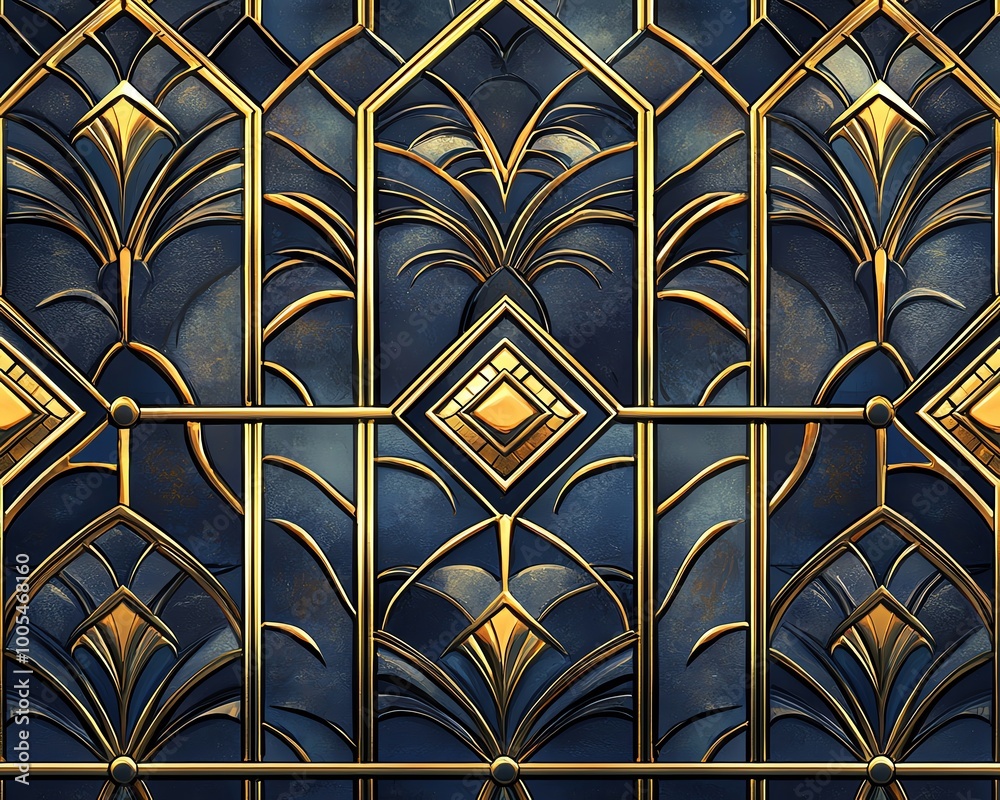 A Seamless Pattern of art decoinspired tiles with gold accents and geometric designs, luxurious and sophisticated A Seamless Pattern of art decoinspired tiles with gold accents and geometric designs, luxurious and sophisticated